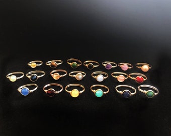 Natuurlijke edelsteen ring, draad verpakte ring, halfedelsteen ring, quartz ring, edelsteen ring, parel ring, boho ring, gouden ring, zilveren ring