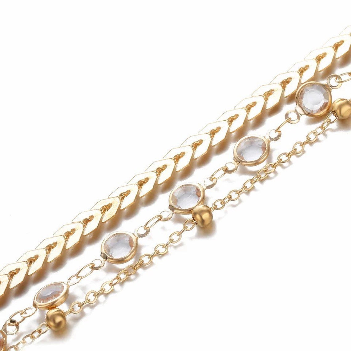 3 Piece Diamond Anklet Set in Gold Womens Anklets & Etsy
