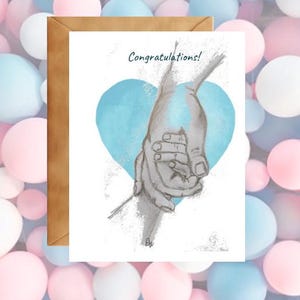 Grußkarte - Glückwunsch Baby One Blue, One Pink Sketch