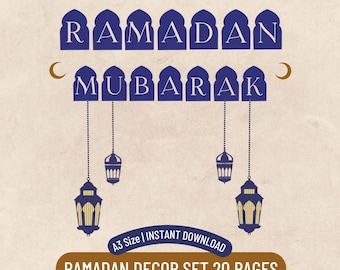 Baner Ramadan Mubarak: Złoty zestaw dekoracji islamskich (do pobrania w wersji cyfrowej)