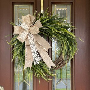 Sawgrass Wreath for Front Door, Year Round Wreath, Neutral Wreath, Cascading Greenery Wreath, Saw Grass Wreath with Bow, Housewarming Gift