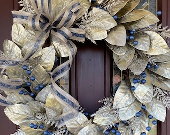 Elegant Red and Gold Christmas Wreath for Front Door, Sparkly Glam ...