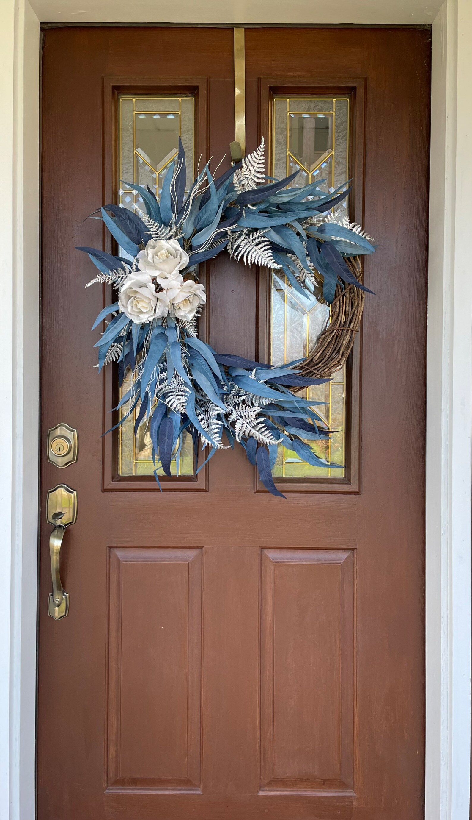 Blue Wreath for Front Door Elegant Wreath Eucalyptus Wreath - Etsy