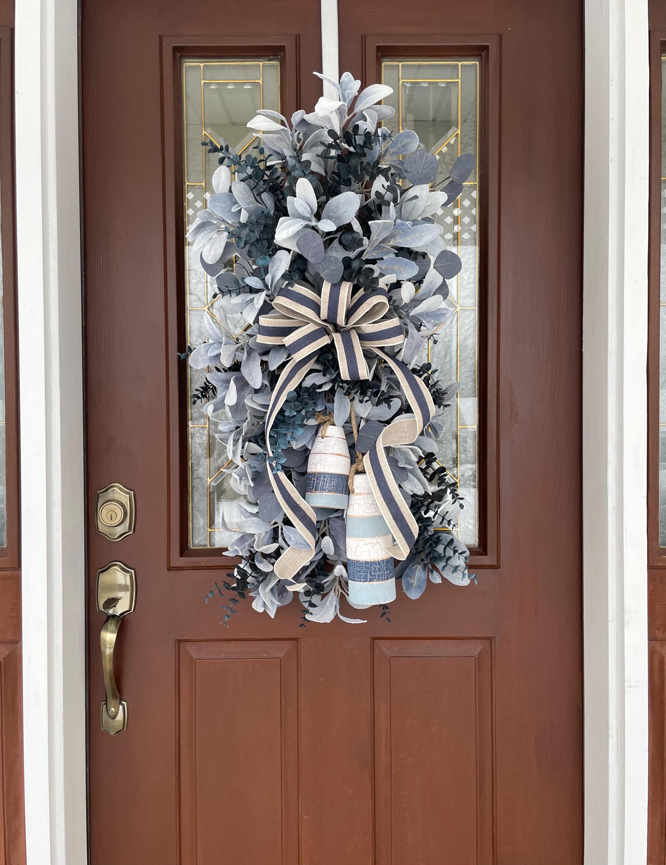 Coastal Swag Wreath for Beach House, Nautical Themed Door Swag With ...