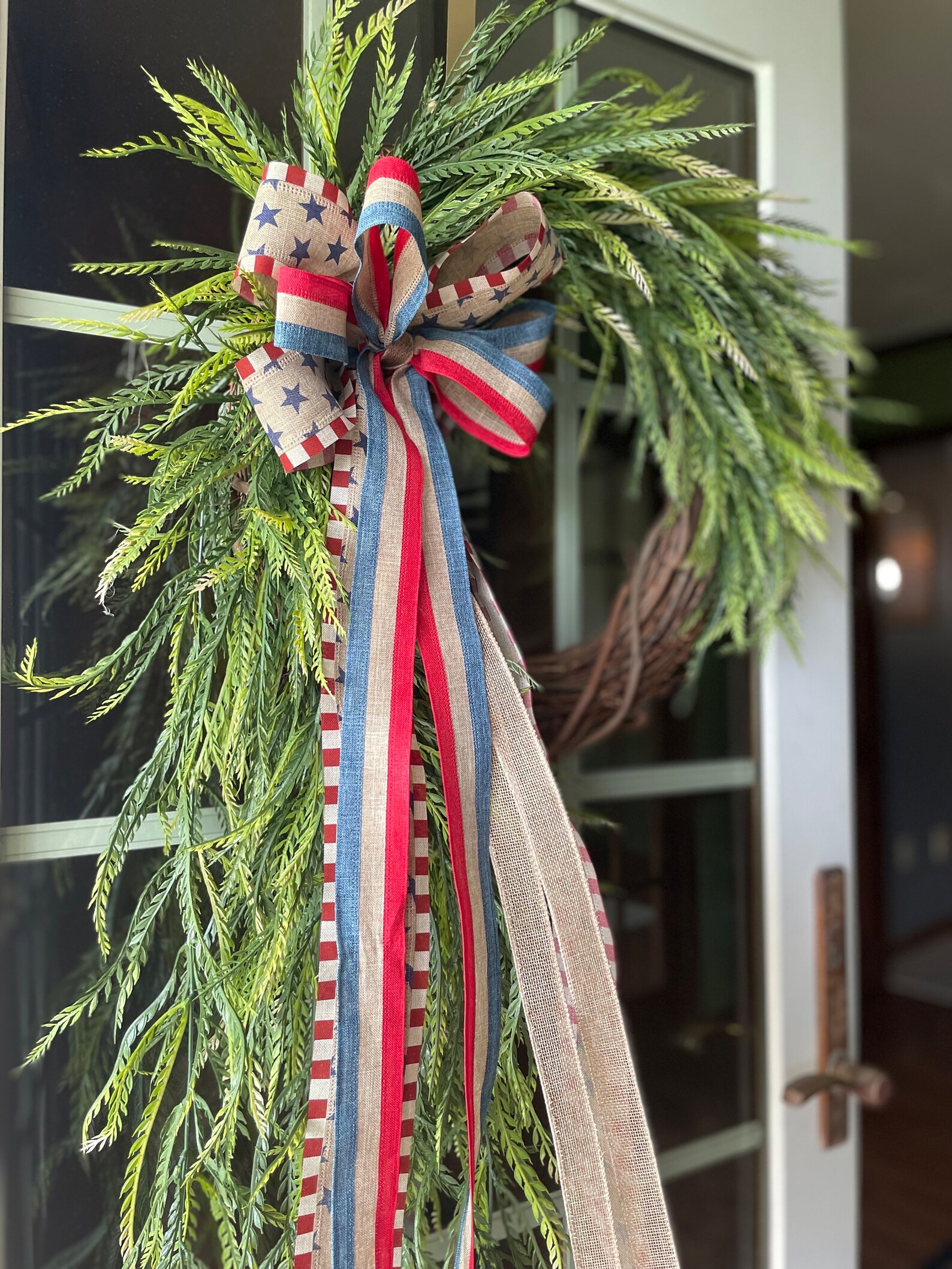 Patriotic Wreath, Sawgrass Wreath for Front Door, Cascading Greenery ...