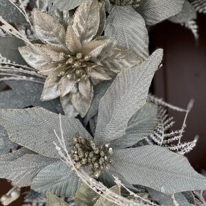 Winter Wreath for Front Door, Sea Blue Poinsettia Wreath, Elegant ...