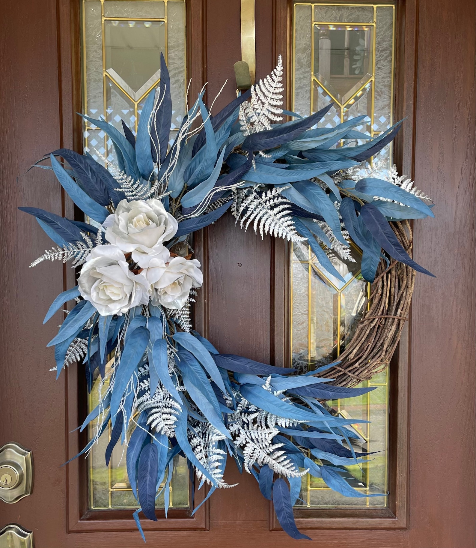 Blue Wreath for Front Door Elegant Wreath Eucalyptus Wreath - Etsy