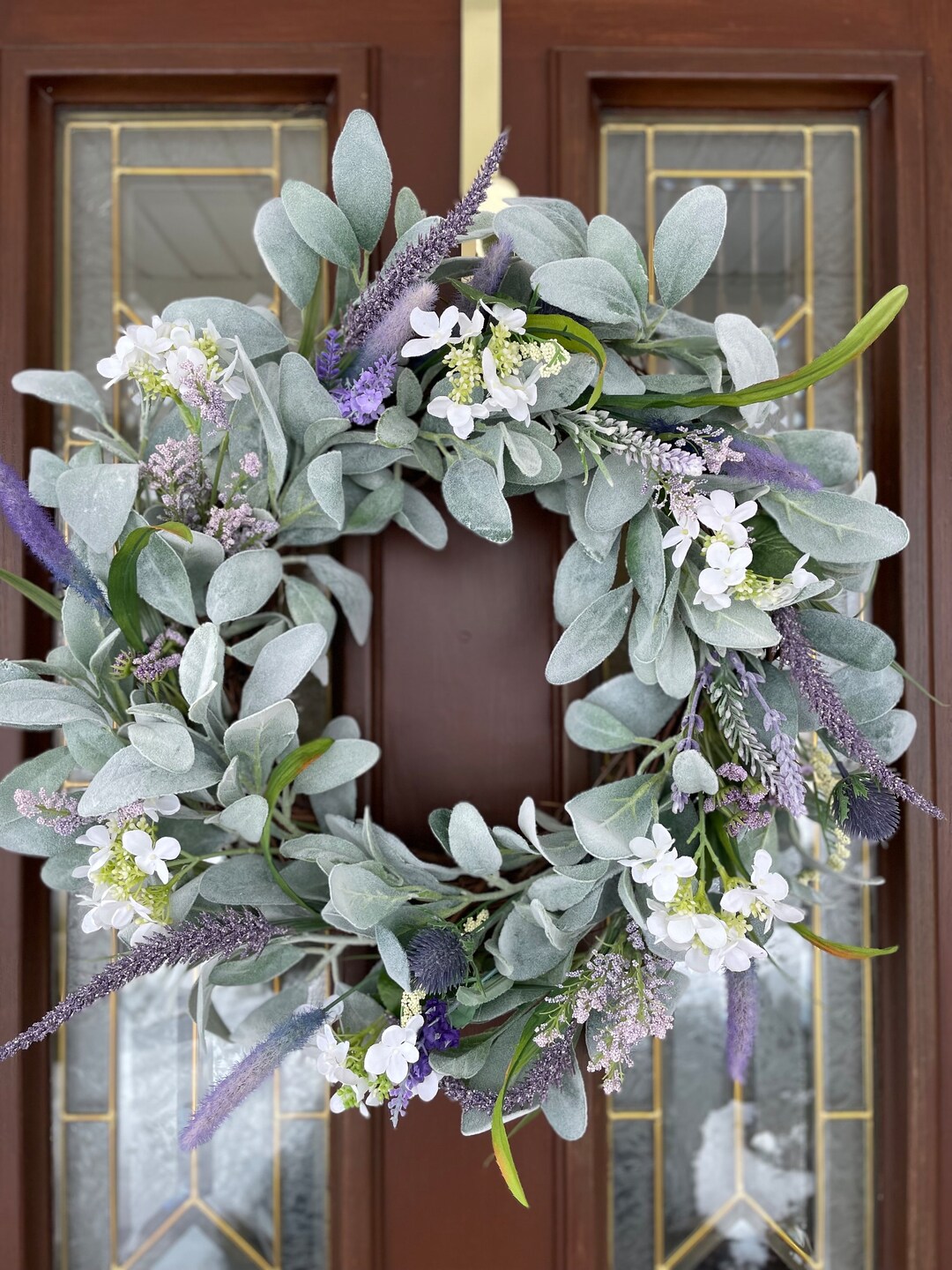 Lavender Wreath, Spring Lamb’s Ear Wreath, Purple and White Wreath ...
