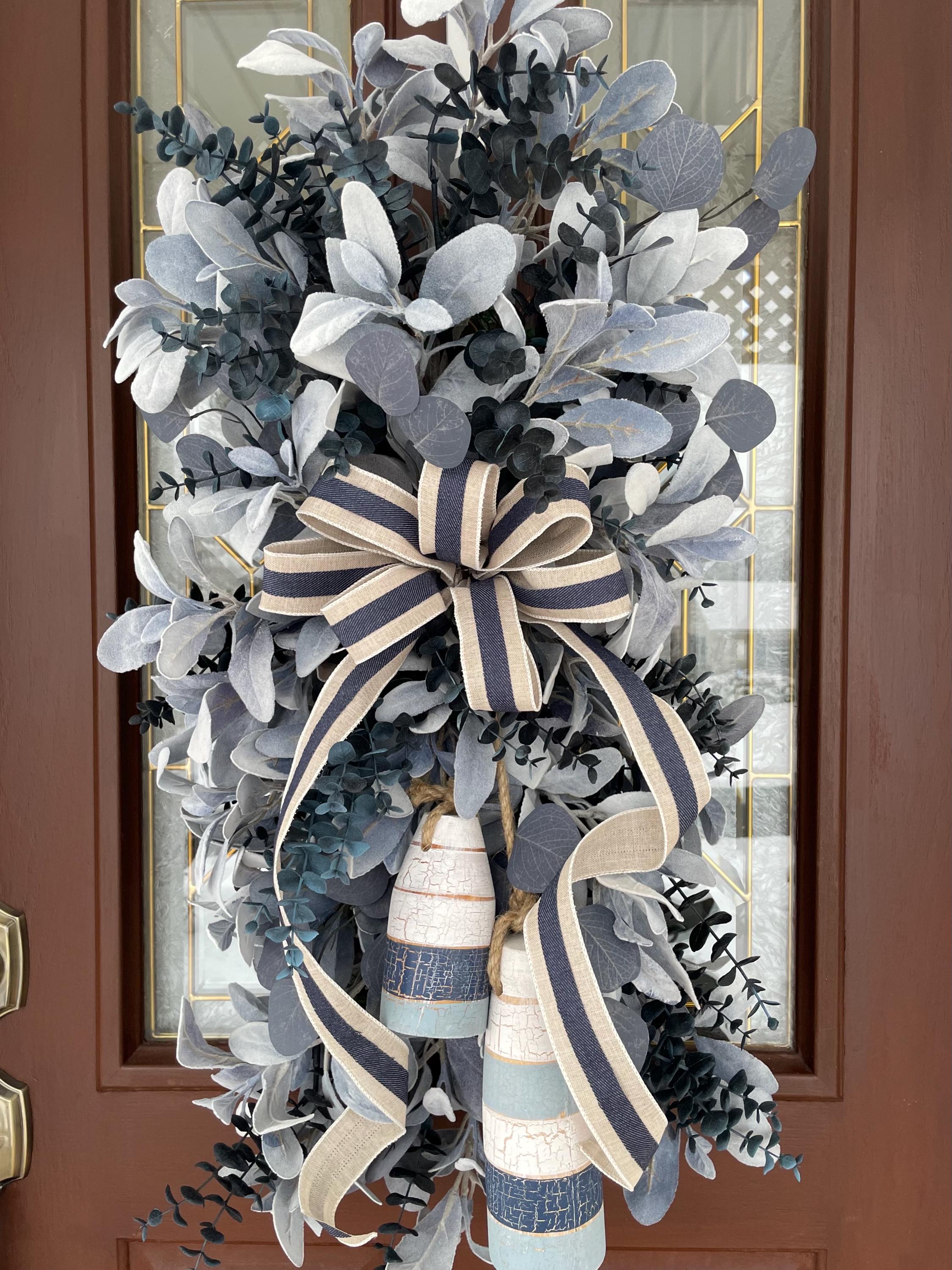 Coastal Swag Wreath for Beach House, Nautical Themed Door Swag With ...