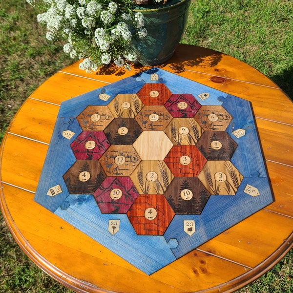 Luxury Wood Catan Game Board - Laser Cut Design - Exotic Woods -