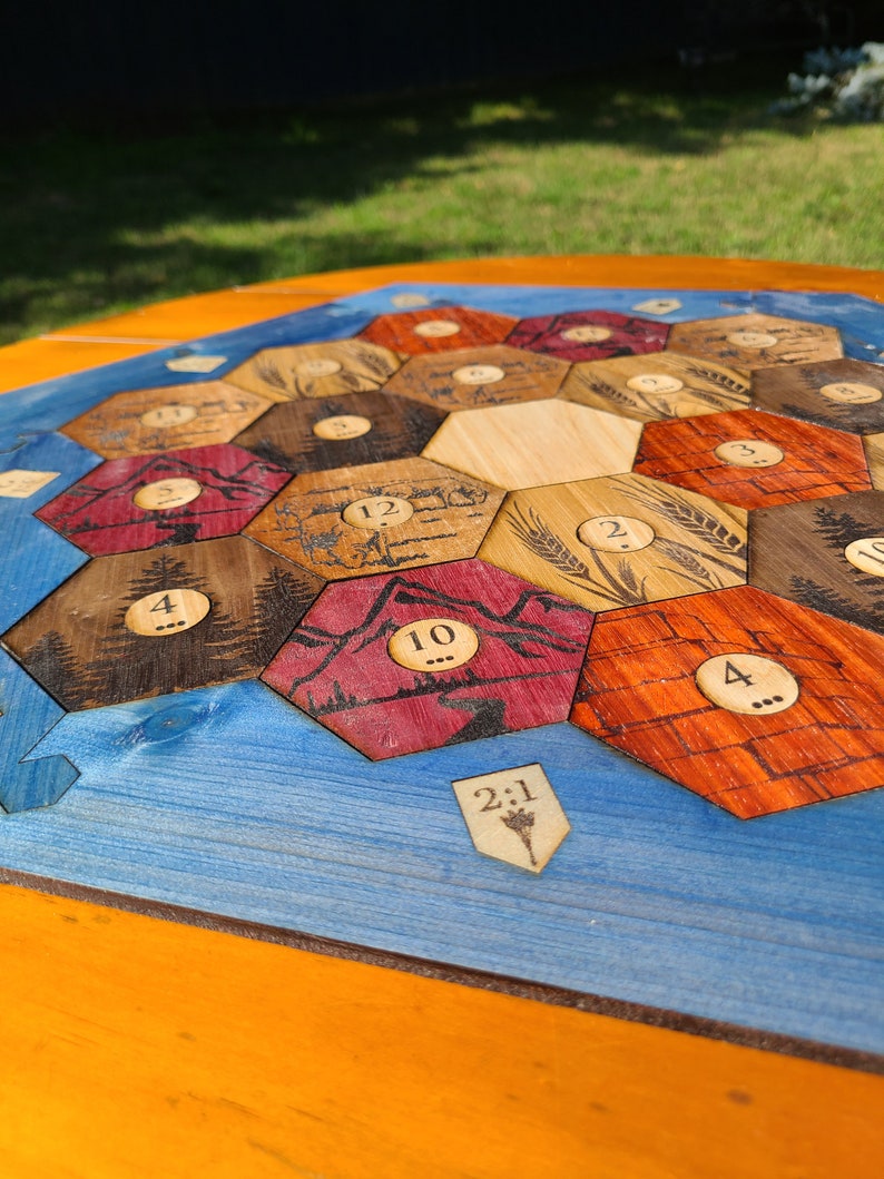 Luxury Wood Catan Game Board Laser Cut Design Exotic Woods Etsy