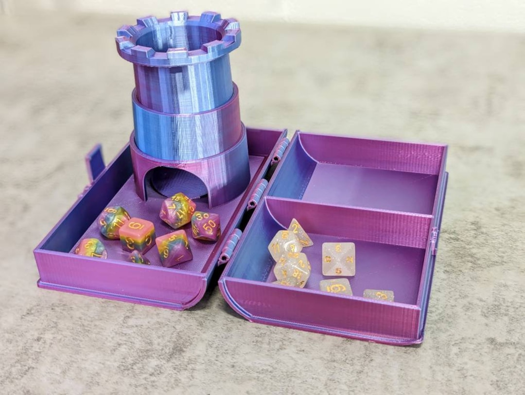Dice Tower 3D Printed Pop up Castle Book Dice Carrying Case Dice Roller