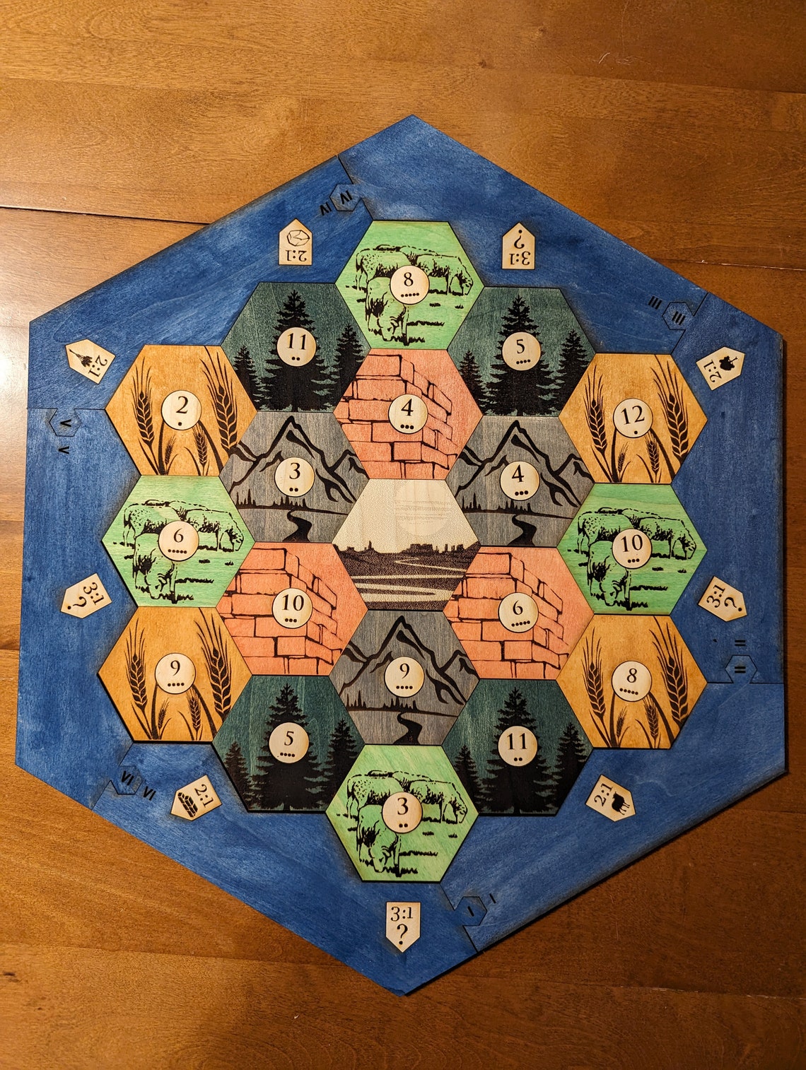 Luxury Wood Catan Game Board Laser Cut Design Exotic Woods Etsy
