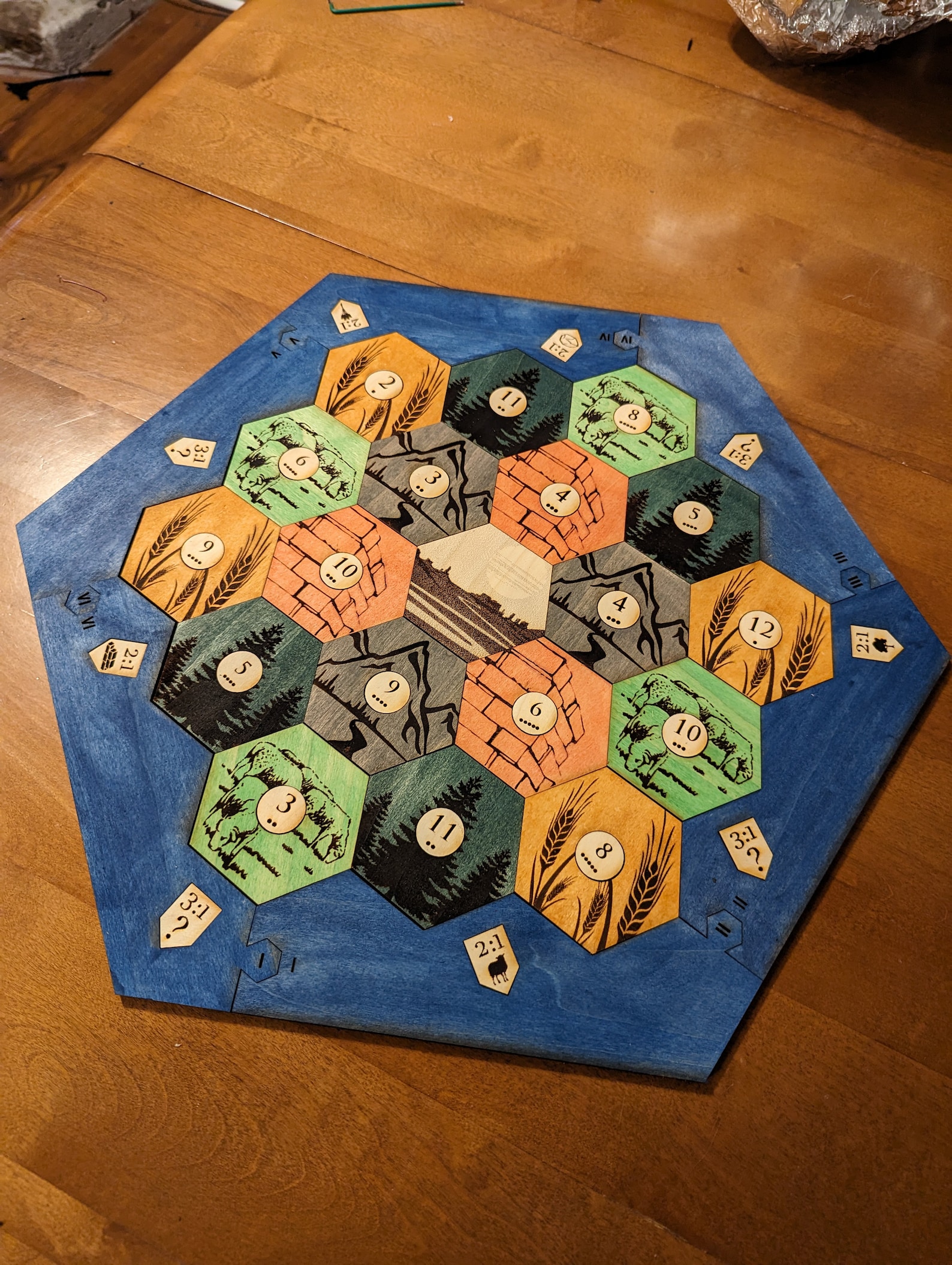 Luxury Wood Catan Game Board Laser Cut Design Exotic Woods Etsy