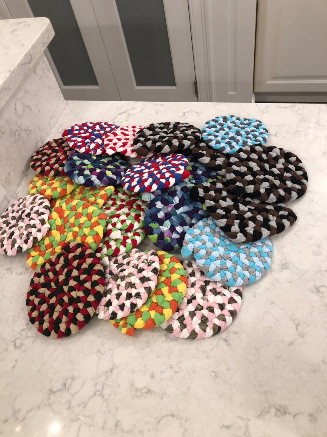 Hand Braided Cork Bottom Coaster Etsy