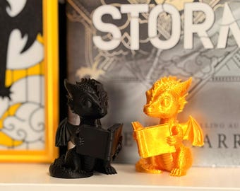 Reading Dragon Bookshelf Decor - Fourth Wing Inspired reading dragon