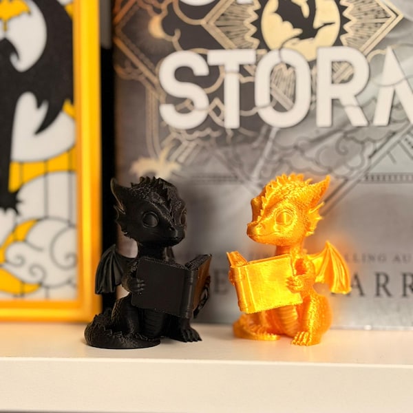 Reading Dragon Bookshelf Decor - Fourth Wing Inspired reading dragon