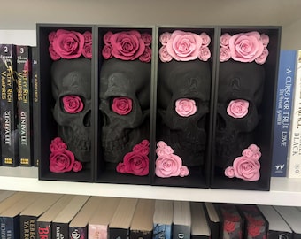 Book nooks / Pair of Book end skull with flower