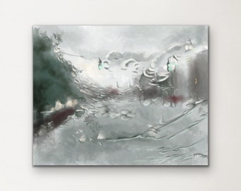 Rainy Day Cityscape Art Print: Summer Storm Window View