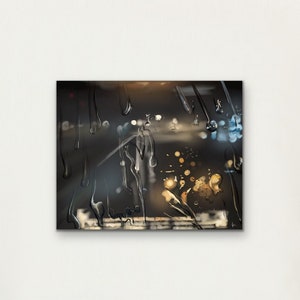 Rainy Night, city lights through a rainy window, night rain, rainy night, stormy night, rain on a window, moody art, rainy mood, art print