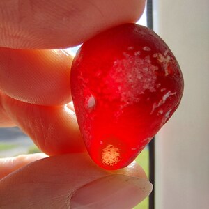 Exquisite Seaham Seaglass Frosted Red Chunk image 1