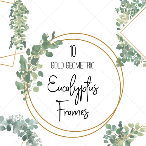 Gold Eucalyptus Frame Watercolor Greenery Frames Clipart Green - Etsy