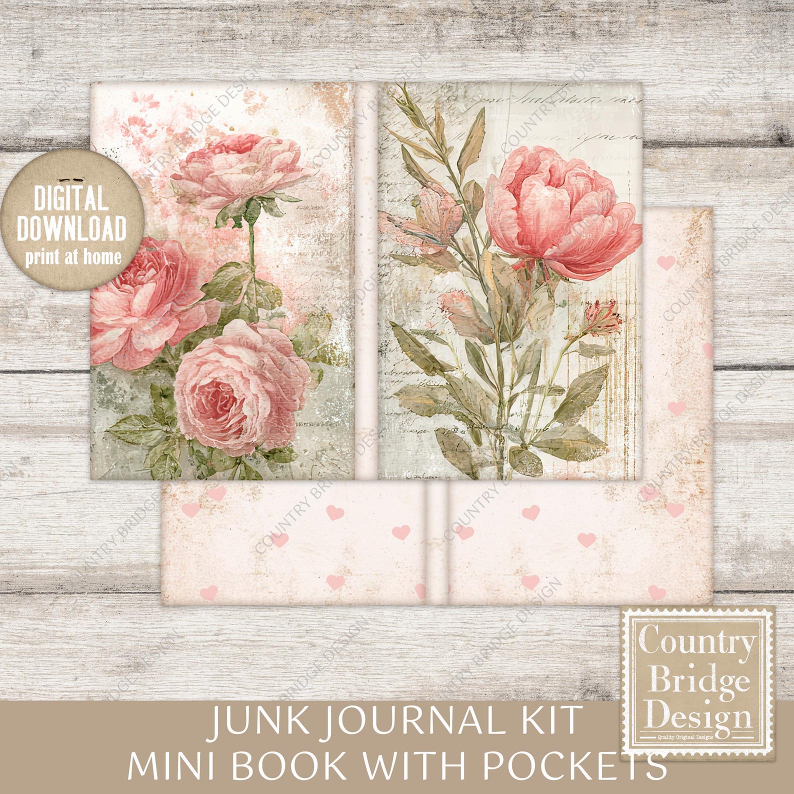 Shabby Vintage Junk Journal Kit Mini Book, Shabby Printable Papers ...