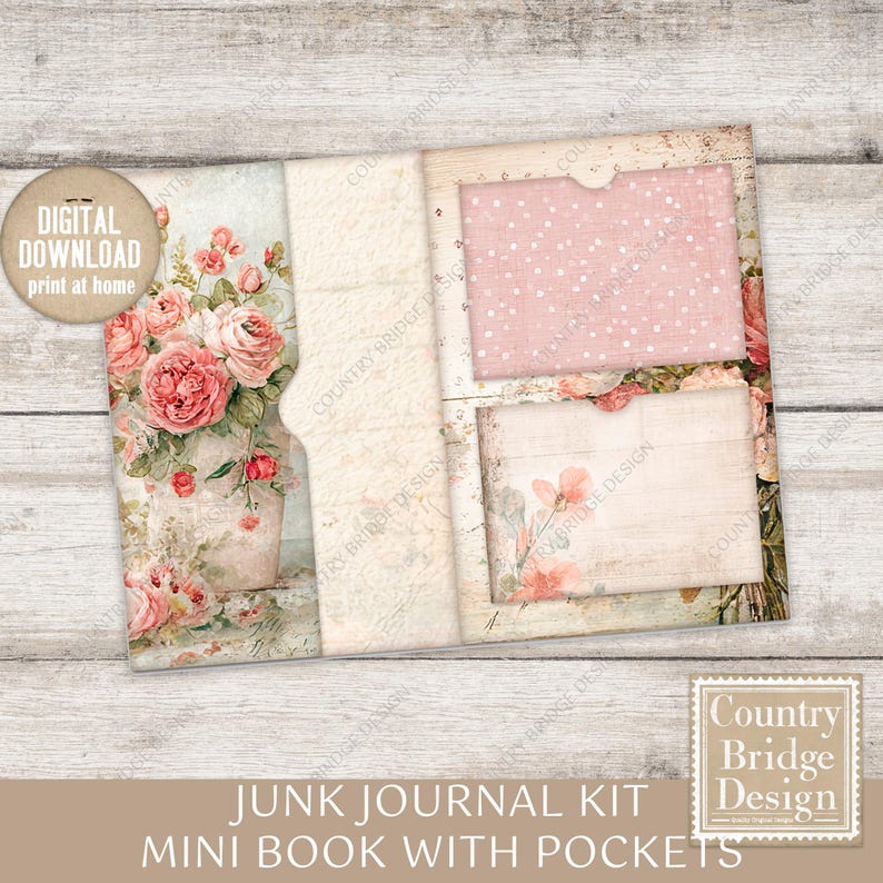 Shabby Vintage Junk Journal Kit Mini Book, Shabby Printable Papers ...