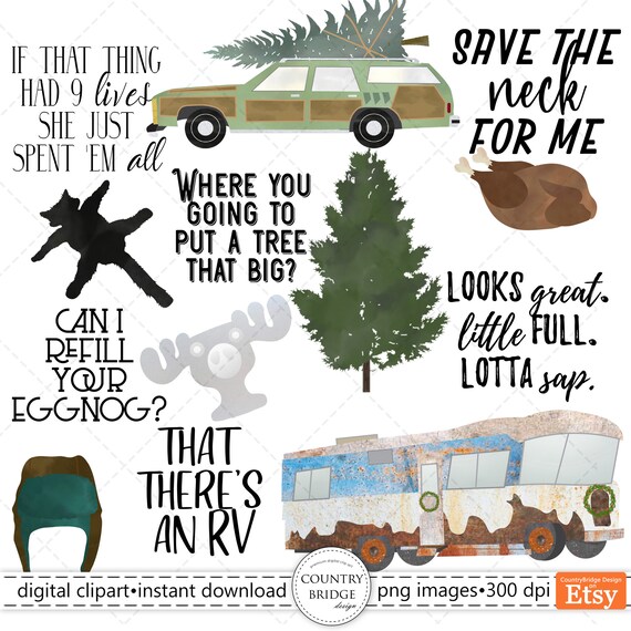 Christmas Vacation Inspired Clipart Commercial Use Instant | Etsy