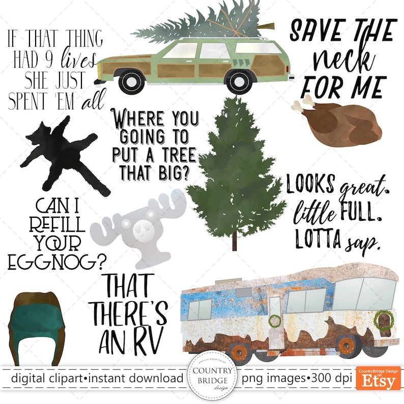 Christmas Vacation Inspired Clipart Commercial Use Instant Etsy