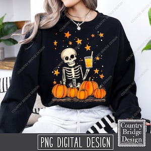 Skeleton PNG Design, Halloween Sublimation Design Download, Retro Halloween PNG, Trendy Halloween PNG, Cute Skeleton Halloween Png Design