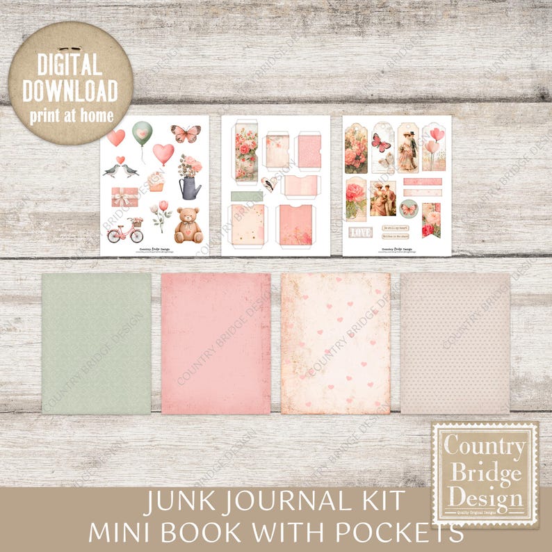 Shabby Vintage Junk Journal Kit Mini Book, Shabby Printable Papers ...