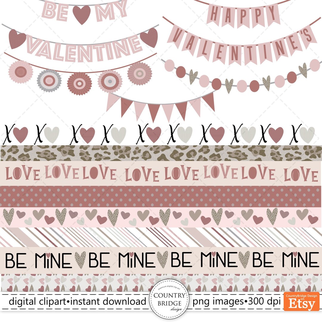 Valentine Digital Borders and Banners, Valentine Boho Blush Borders and  Banners, Commercial Use, Instant Download - Etsy