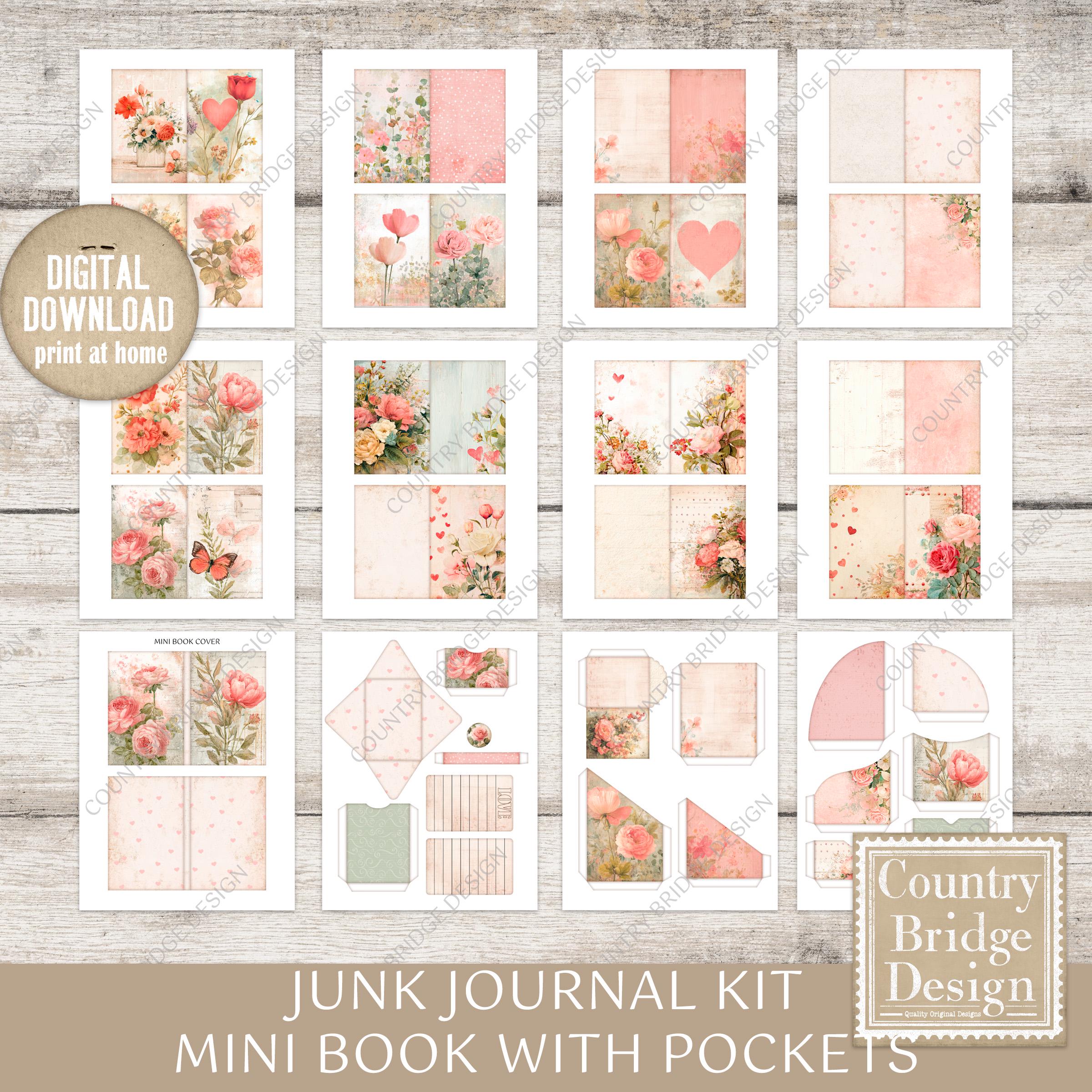 Shabby Vintage Junk Journal Kit Mini Book, Shabby Printable Papers ...
