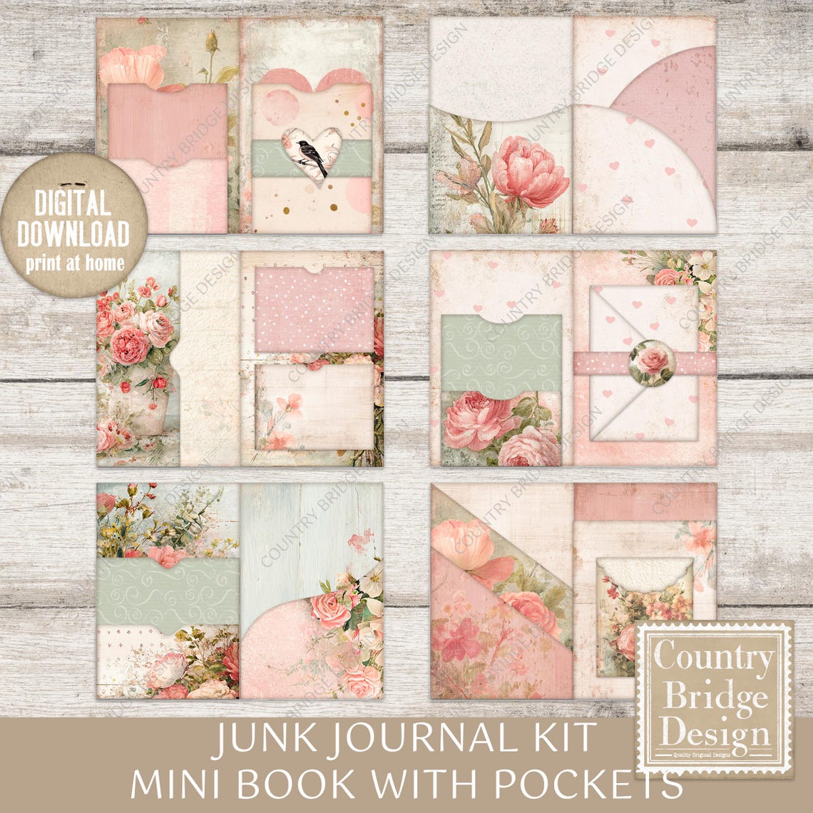 Shabby Vintage Junk Journal Kit Mini Book, Shabby Printable Papers ...
