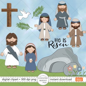 Easter Story Clipart, Easter Bible Clipart, Easter Jesus Story, Palm ...