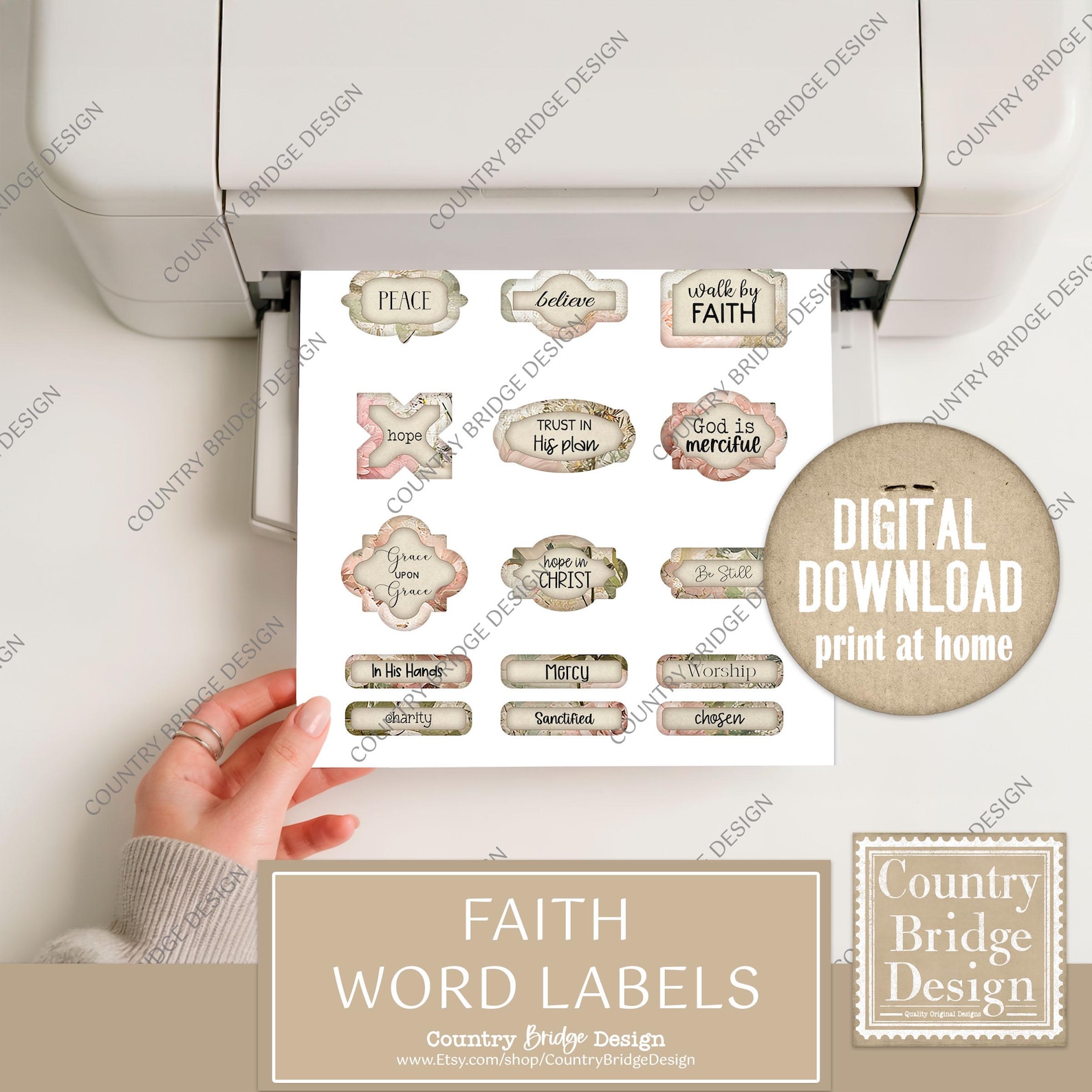 Faith Word Labels, Junk Journal Inspirational Word Labels, Bible ...
