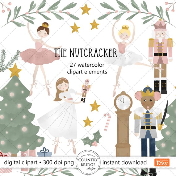 Cascanueces Clipart & Digital Paper Bundle, Nutcracker Ballet.