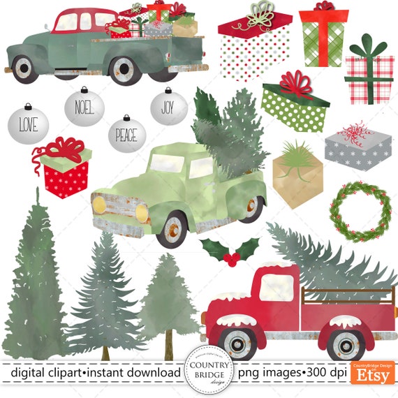pix Farmhouse Christmas Tree Clipart etsy