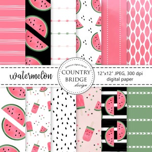 Watermelon Digital Paper, Watermelon Background, Summer Digital Paper, Fruit Digital Background, Commercial Use, Instant Download