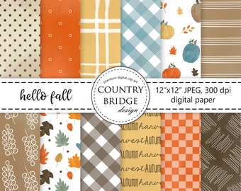 12 inch x 12 inch jpeg Digital Papers-Autumn-shabby chic-Commercial Use-Journals-Scrapbooking-Card making-winter-harvest-home decor FALL