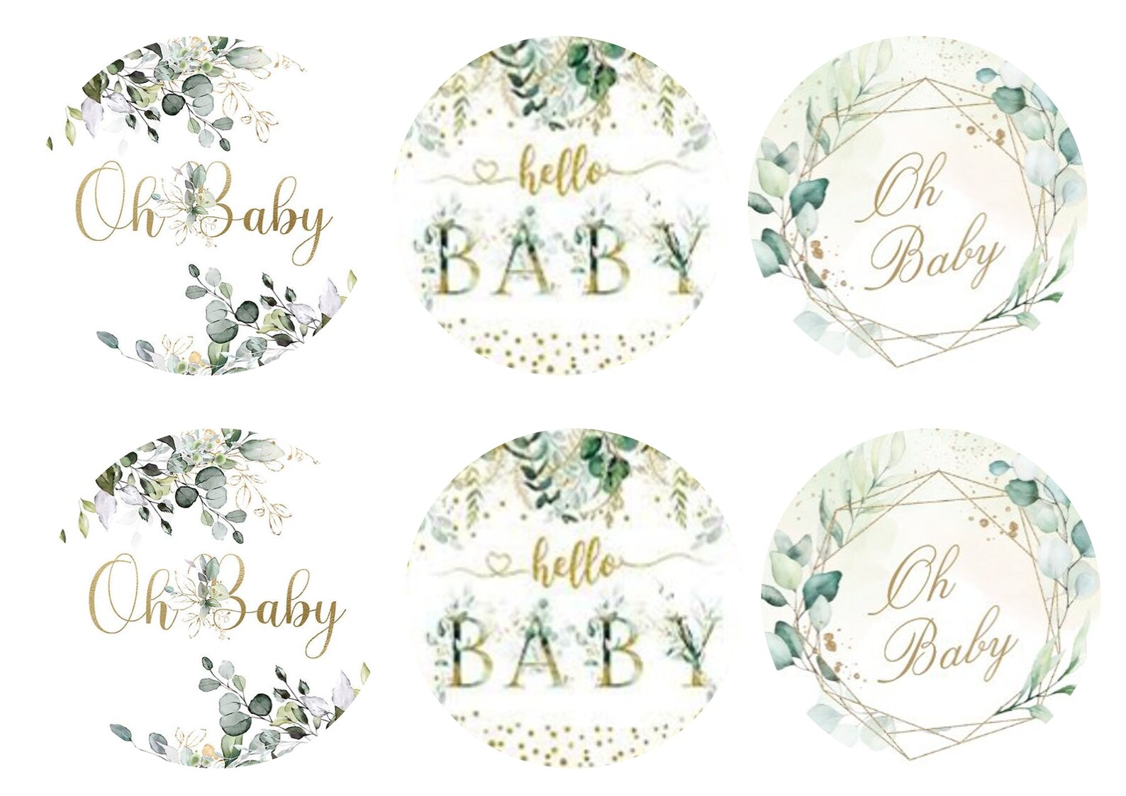 Oh Baby Baby Shower Edible Image Toppers. Precut Round Edible Etsy