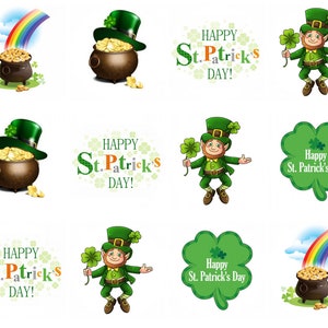Novelty Happy St Patrick's Day Heart 12 Edible Stand Up wafer paper cake toppers 