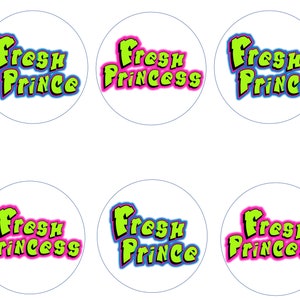 Fresh Prince Princess Edible Image Toppers. Pre-cut Round Edible Stickers.