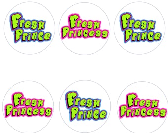 Fresh Prince Princess Edible Image Toppers. Pre-cut Round Edible Stickers.