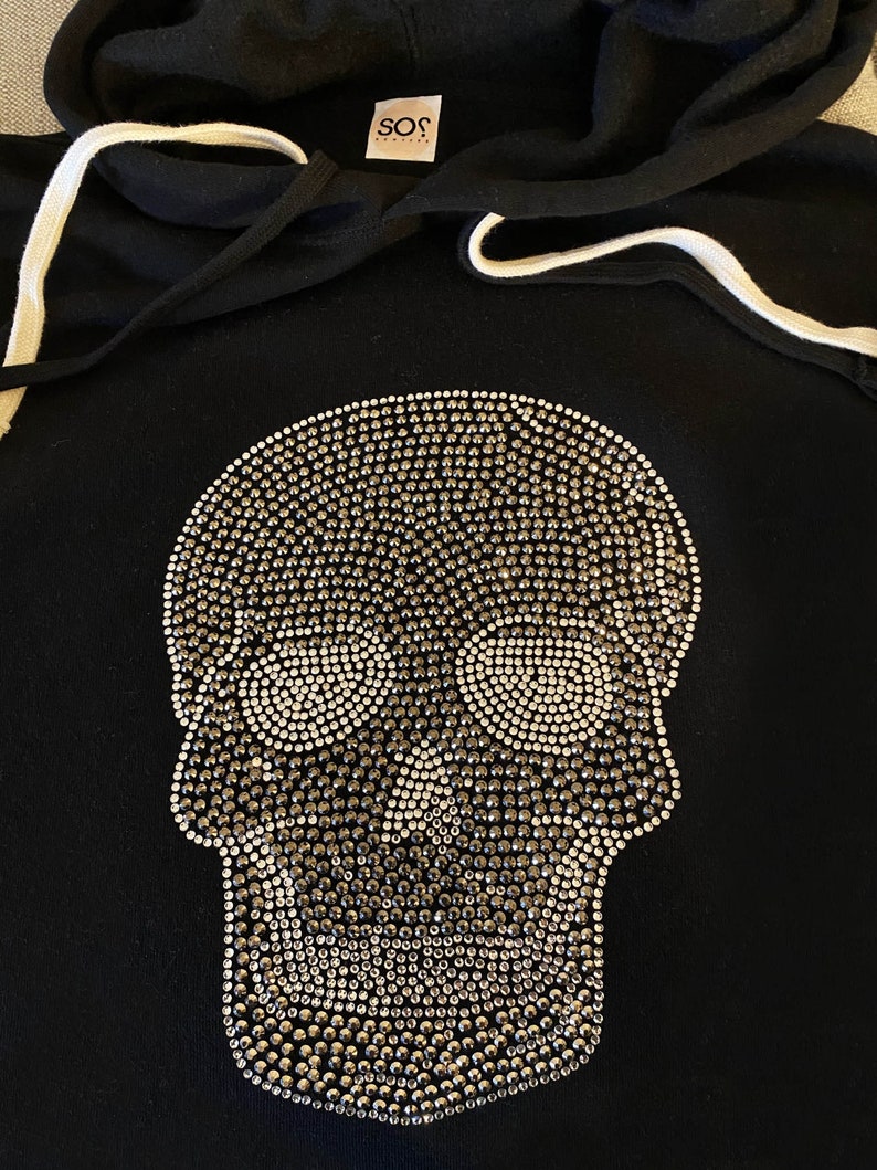 rhinestone skull zipper hoodie