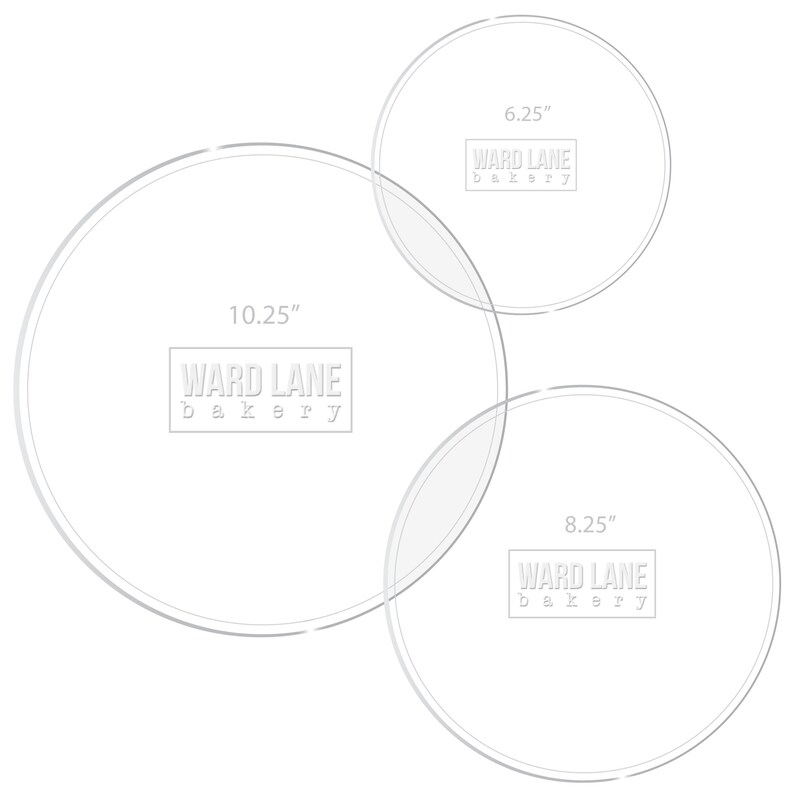 Acrylic cake discs for 6\u201d 8\u201d and 10\u201d cakes. Set of 3, re-usable