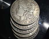 1878-1921 Morgan Silver Dollar Coin Lot of 5