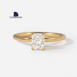 Radiant Diamond Engagement Ring for Women, 1 to 2 CT Radiant Cut Lab Grown Diamond Wedding Ring, IGI E VVS2 Certified Diamond, Proposal Ring
