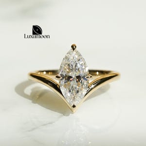Marquise Cut Lab Grown Diamond, Solitaire Engagement Ring, E VVS2 IGI Certified 1 to 2 CT Lab Created Diamond, Wedding Ring, Proposal Ring